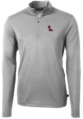 Cutter and Buck Ole Miss Rebels Mens Virtue Eco Pique Long Sleeve Qtr Zip Pullover