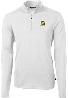 Cutter and Buck Oregon Ducks Mens White Virtue Eco Pique Long Sleeve Qtr Zip Pullover