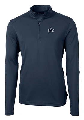 Mens Penn State Nittany Lions Navy Blue Cutter and Buck Virtue Eco Pique Qtr Zip Pullover