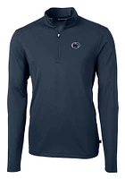 Mens Penn State Nittany Lions Navy Blue Cutter and Buck Virtue Eco Pique Qtr Zip Pullover