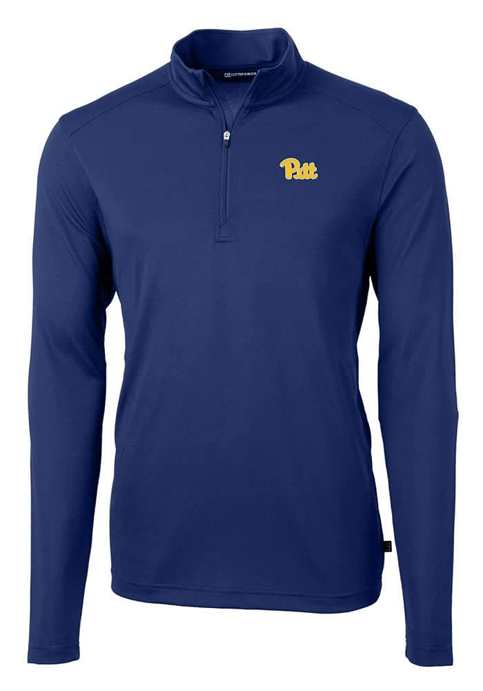 Mens Pitt Panthers Cutter and Buck Virtue Eco Pique Qtr Zip Pullover