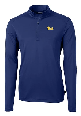 Mens Pitt Panthers Cutter and Buck Virtue Eco Pique Qtr Zip Pullover