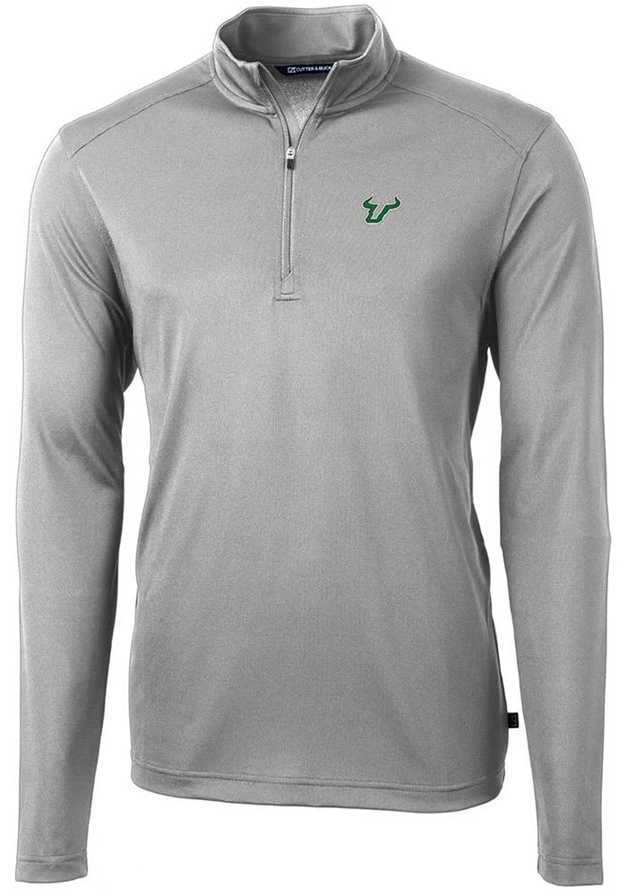 Cutter and Buck South Florida Bulls Mens Virtue Eco Pique Long Sleeve Qtr Zip Pullover