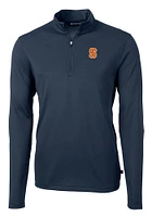 Cutter and Buck Syracuse Orange Mens Navy Blue Virtue Eco Pique Long Sleeve Qtr Zip Pullover