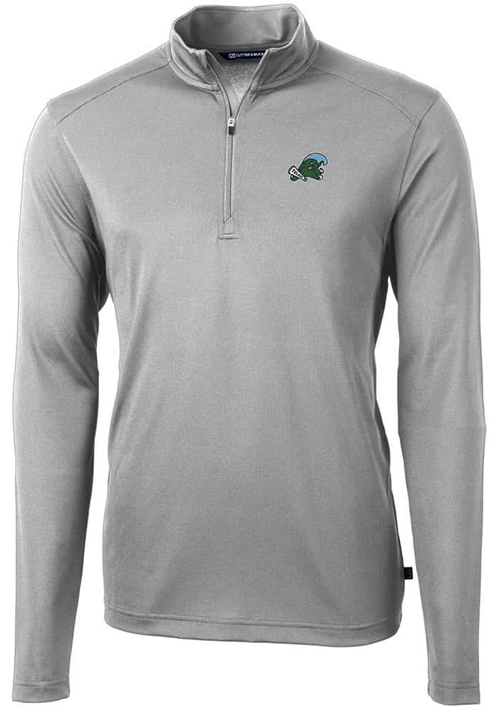 Cutter and Buck Tulane Green Wave Mens Virtue Eco Pique Long Sleeve Qtr Zip Pullover