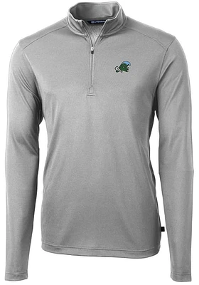 Cutter and Buck Tulane Green Wave Mens Virtue Eco Pique Long Sleeve Qtr Zip Pullover