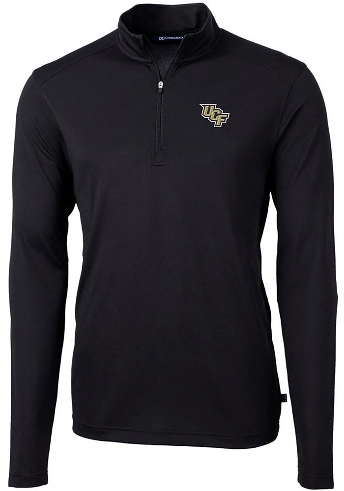 Cutter and Buck UCF Knights Mens Black Virtue Eco Pique Long Sleeve 1/4 Zip Pullover