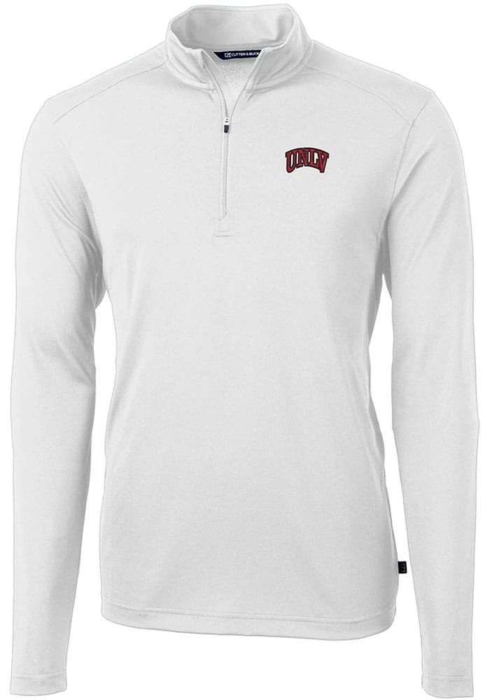 Cutter and Buck UNLV Runnin Rebels Mens Virtue Eco Pique Long Sleeve Qtr Zip Pullover