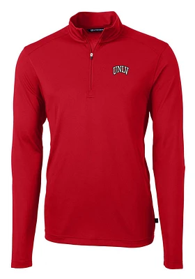 Cutter and Buck UNLV Runnin Rebels Mens Red Virtue Eco Pique Long Sleeve 1/4 Zip Pullover