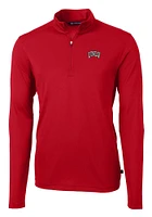 Cutter and Buck UNLV Runnin Rebels Mens Red Virtue Eco Pique Long Sleeve 1/4 Zip Pullover