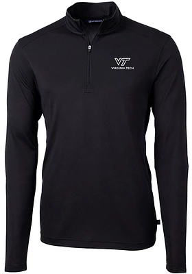 Cutter and Buck Virginia Tech Hokies Mens Black Virtue Eco Pique Long Sleeve 1/4 Zip Pullover