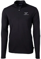 Cutter and Buck Virginia Tech Hokies Mens Black Virtue Eco Pique Long Sleeve 1/4 Zip Pullover