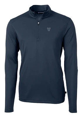 Cutter and Buck Villanova Wildcats Mens Navy Blue Virtue Eco Pique Long Sleeve Qtr Zip Pullover