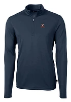 Cutter and Buck Virginia Cavaliers Mens Navy Blue Virtue Eco Pique Long Sleeve Qtr Zip Pullover
