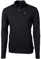 Cutter and Buck Wake Forest Demon Deacons Mens Black Virtue Eco Pique Long Sleeve Qtr Zip Pullover