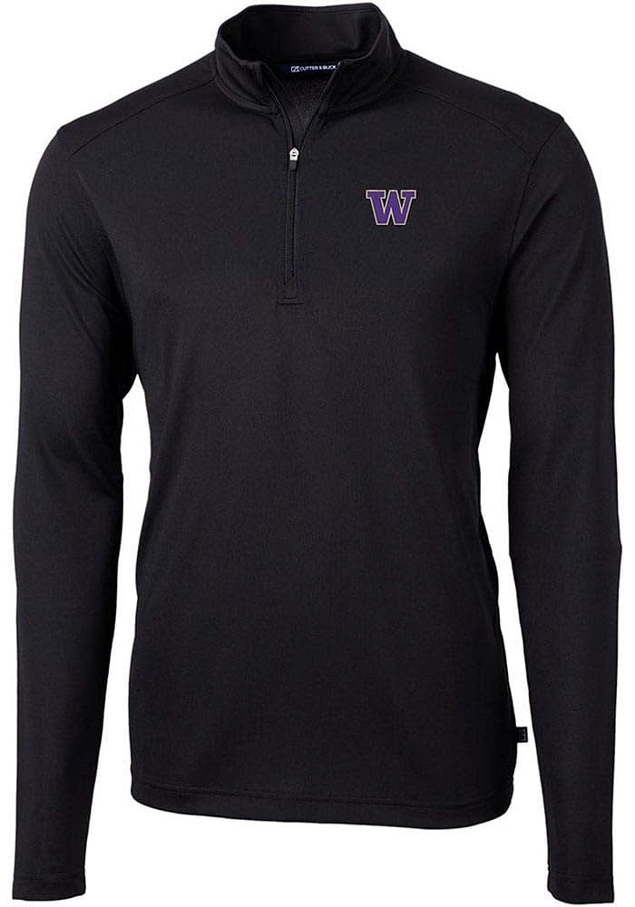 Mens Washington Huskies Cutter and Buck Virtue Eco Pique Qtr Zip Pullover
