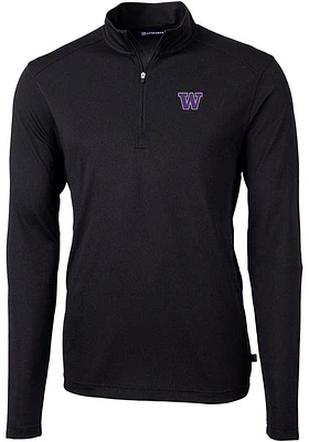 Mens Washington Huskies Cutter and Buck Virtue Eco Pique Qtr Zip Pullover