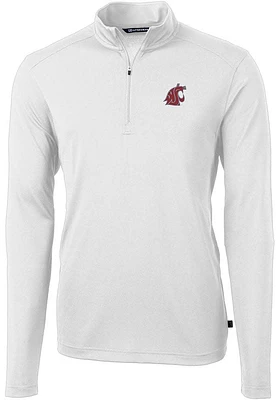 Cutter and Buck Washington State Cougars Mens Virtue Eco Pique Long Sleeve Qtr Zip Pullover