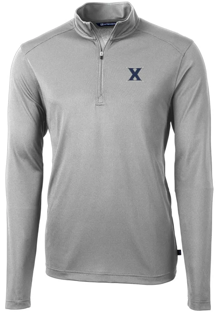 Cutter and Buck Xavier Musketeers Mens Virtue Eco Pique Long Sleeve Qtr Zip Pullover