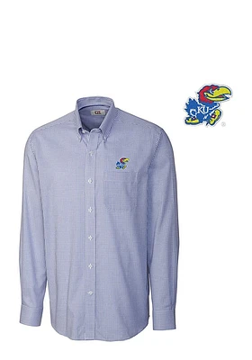 Cutter and Buck Kansas Jayhawks Mens Tattersall Long Sleeve Dress Shirt