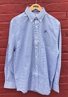 Cutter and Buck Kansas Jayhawks Mens Tattersall Long Sleeve Dress Shirt