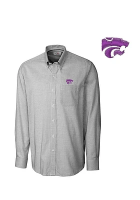 Cutter and Buck K-State Wildcats Mens Black Tattersall Long Sleeve Dress Shirt