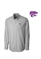 Cutter and Buck K-State Wildcats Mens Black Tattersall Long Sleeve Dress Shirt