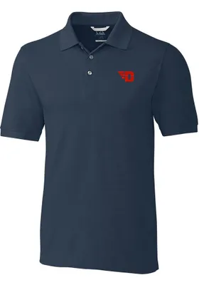 Cutter and Buck Dayton Flyers Mens Navy Blue Advantage Short Sleeve Polo