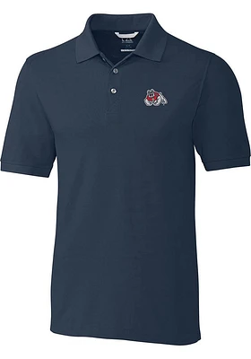 Cutter and Buck Fresno State Bulldogs Mens Navy Blue Advantage Short Sleeve Polo