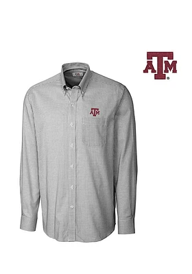 Cutter and Buck Texas A&M Aggies Mens Black Tattersall Long Sleeve Dress Shirt