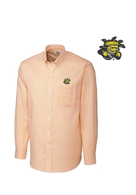 Cutter and Buck Wichita State Shockers Mens Gold Tattersall Long Sleeve Dress Shirt