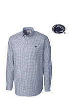 Cutter and Buck Penn State Nittany Lions Mens Navy Blue Tattersall Long Sleeve Dress Shirt