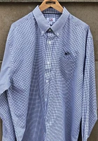 Cutter and Buck Penn State Nittany Lions Mens Navy Blue Tattersall Long Sleeve Dress Shirt