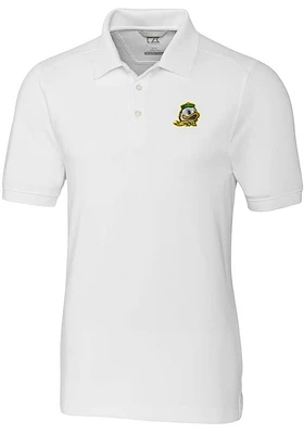 Mens Oregon Ducks White Cutter and Buck Advantage Short Sleeve Polo Shirt