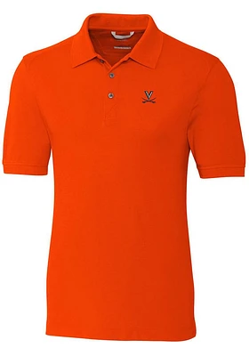 Cutter and Buck Virginia Cavaliers Mens Orange Advantage Short Sleeve Polo