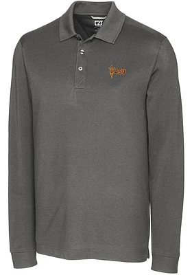 Cutter and Buck Arizona State Sun Devils Mens Advantage Pique Long Sleeve Polo Shirt