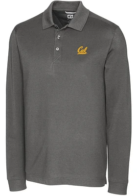 Cutter and Buck Cal Golden Bears Mens Advantage Pique Long Sleeve Polo Shirt