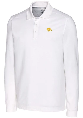 Cutter and Buck Iowa Hawkeyes Mens Advantage Pique Long Sleeve Polo Shirt