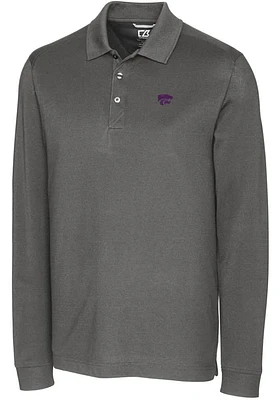Mens K-State Wildcats Cutter and Buck Advantage Pique Long Sleeve Polo Shirt