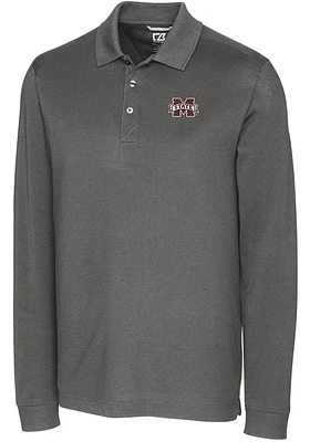 Cutter and Buck Mississippi State Bulldogs Mens Advantage Pique Long Sleeve Polo Shirt