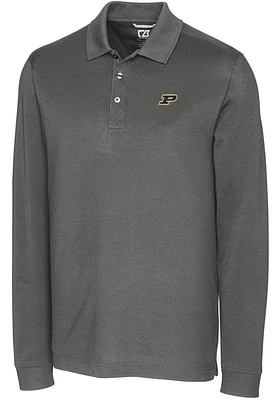 Mens Purdue Boilermakers Cutter and Buck Advantage Pique Long Sleeve Polo Shirt
