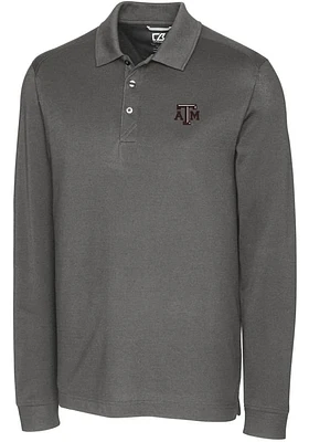 Cutter and Buck Texas A&M Aggies Mens Advantage Pique Long Sleeve Polo Shirt