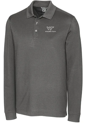 Cutter and Buck Virginia Tech Hokies Mens Advantage Pique Long Sleeve Polo Shirt