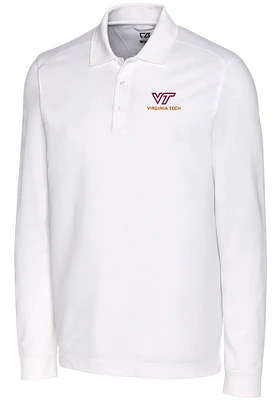 Cutter and Buck Virginia Tech Hokies Mens Advantage Pique Long Sleeve Polo Shirt