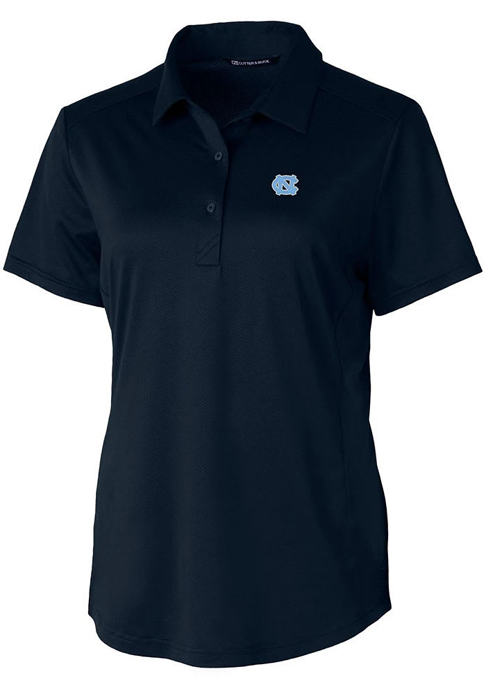 Cutter and Buck North Carolina Tar Heels Womens Navy Blue Prospect Textured Short Sleeve Polo Sh..