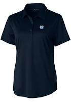 Cutter and Buck North Carolina Tar Heels Womens Navy Blue Prospect Textured Short Sleeve Polo Sh..
