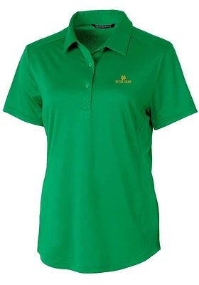 Cutter and Buck Notre Dame Fighting Irish Womens Kelly Green Prospect Textured Short Sleeve Polo..