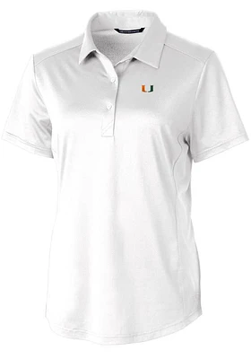 Cutter and Buck Miami Hurricanes Womens Prospect Textured Short Sleeve Polo Shirt