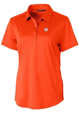 Cutter and Buck Clemson Tigers Womens Prospect Textured Short Sleeve Polo Shirt