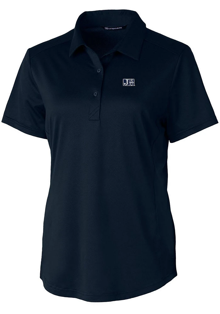 Cutter and Buck Jackson State Tigers Womens Navy Blue Prospect Textured Short Sleeve Polo Shirt